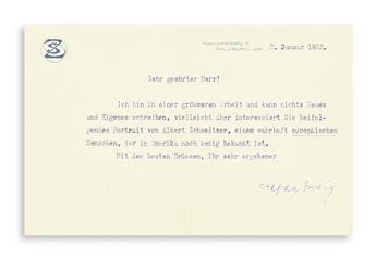 ZWEIG, STEFAN. Three items, each Signed, to editor William Kozlenko: Typed Letter * Autograph Letter * Typescript.